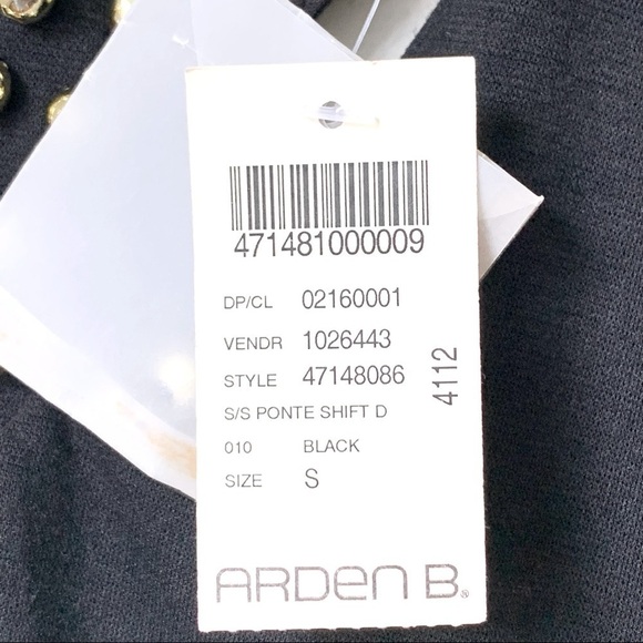 NEW ARDEN B Black Ponte Knit Cutout Bodice Gold Beaded Cocktail Dress Size Small - Picture 7 of 7